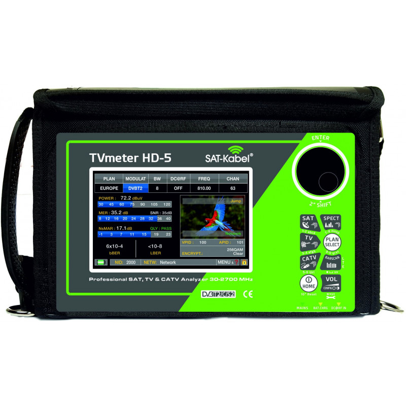 TVmeter HD-5 ANALYSER für SAT/TV/CATV mit 5" Touchscreen